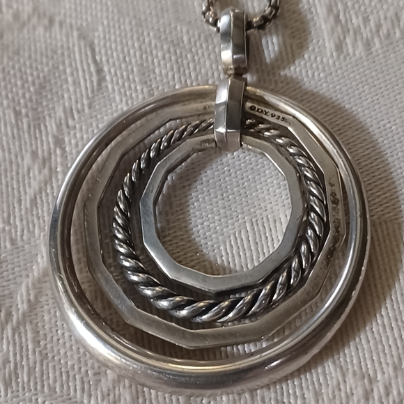 David Yurman Stax Medium Diamond Pendant Necklace, Sterling Silver - Picture 8 of 11